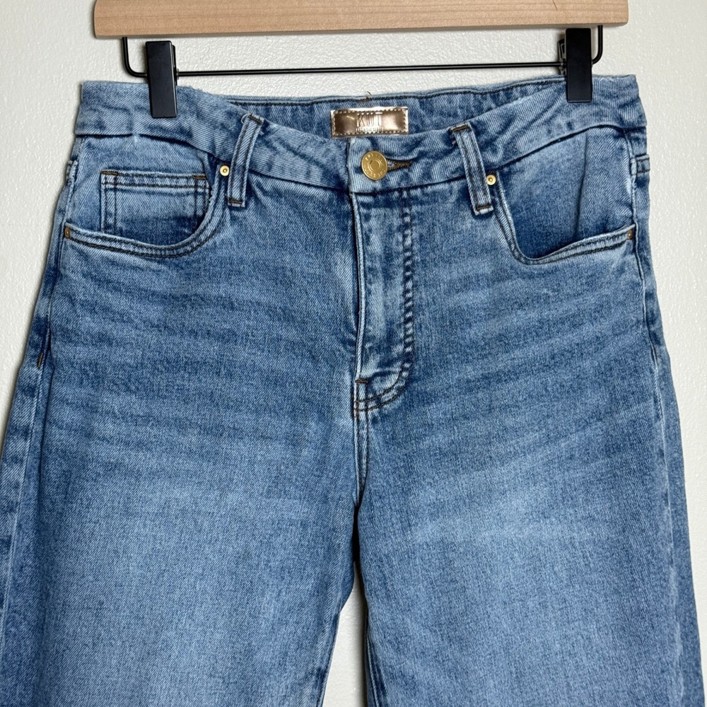 Kut from the Kloth Wide Leg Raw Hem Jeans Medium Wash KG1831MA3 Size 4 - Picture 7 of 11